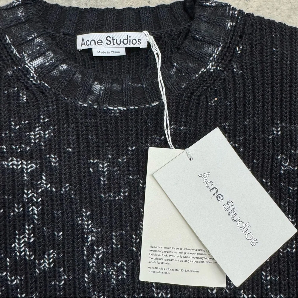 Acne Studios FLORAGATAN 13 Black Acid Wash Sweater Size L Designer Luxury Grunge - Picture 3 of 11